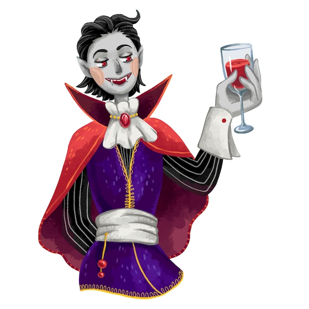 O Personagem De Halloween, Vampiro De Desenho Animado 3d, Bebendo Um Copo  De Sangue, Ilustração 3d Ilustração Stock - Ilustração de projeto, cartoon:  160342507