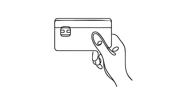 Vetor ilustração de um vetor de linha contínua de cartão de crédito na mão