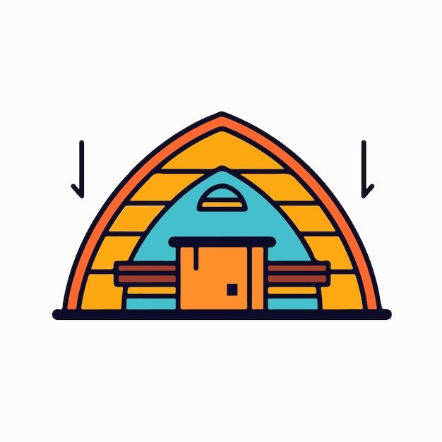 Ilustração de um yurt com uma porta