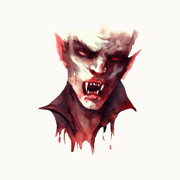 Ilustração de uma aquarela de homem vampiro