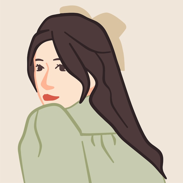 Ilustração de uma bela garota coreana