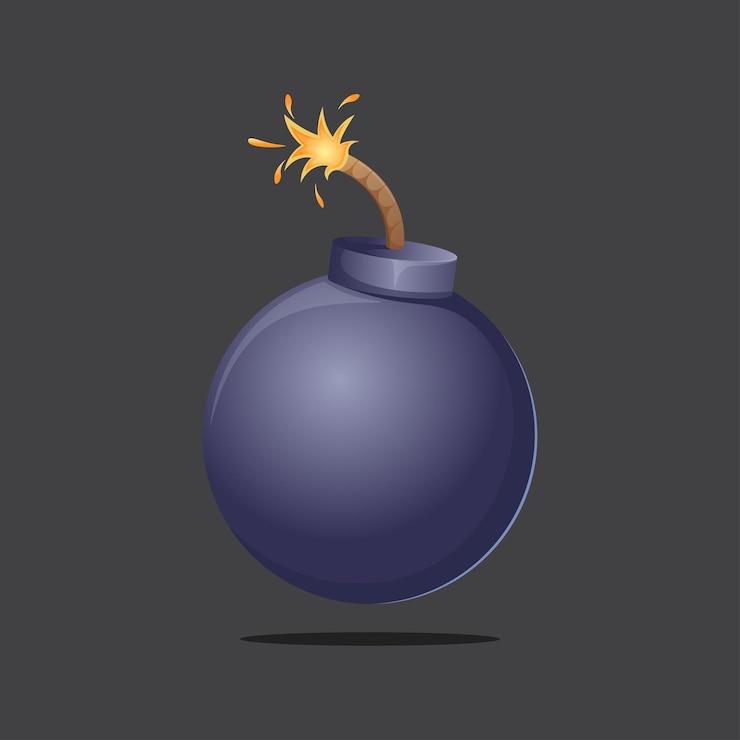Vetor ilustração de uma bomba em chamas