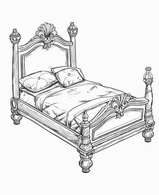 Vetor ilustração de uma cama