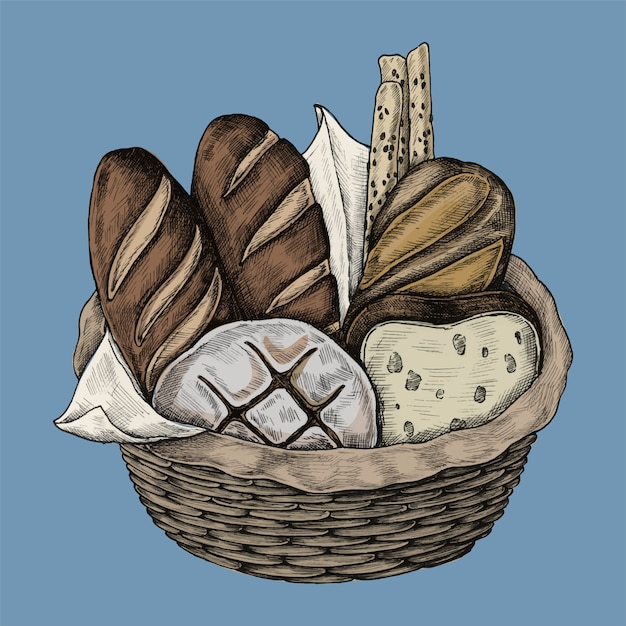 Ilustração de uma cesta de pão