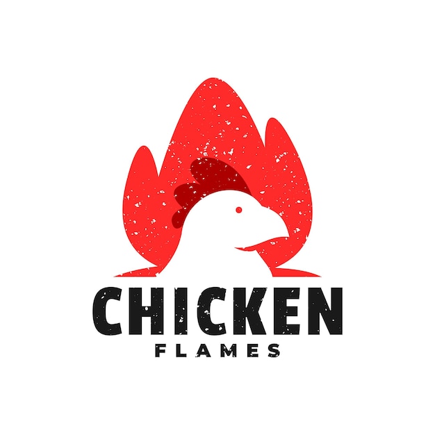 Ilustração de uma galinha dentro de uma fogueira boa para logotipo de restaurante de menu de frango
