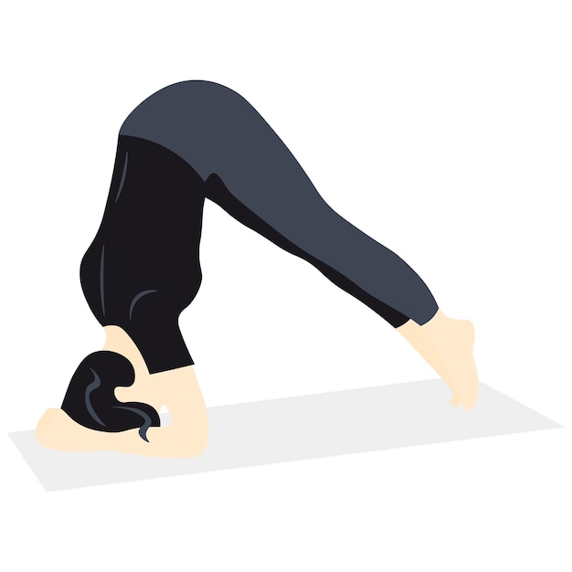 Vetor ilustração de uma garota de preto fazendo ioga