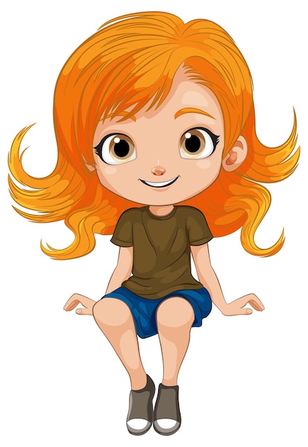 Ilustração de uma jovem alegre sentada