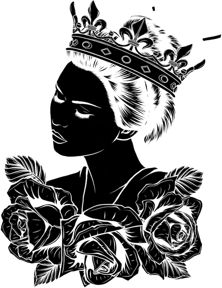 Vetor ilustração de uma linda mulher com uma coroa com rosas