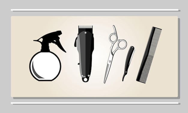 Vetor ilustração de uma máquina de cortar cabelo tesoura navalha etc