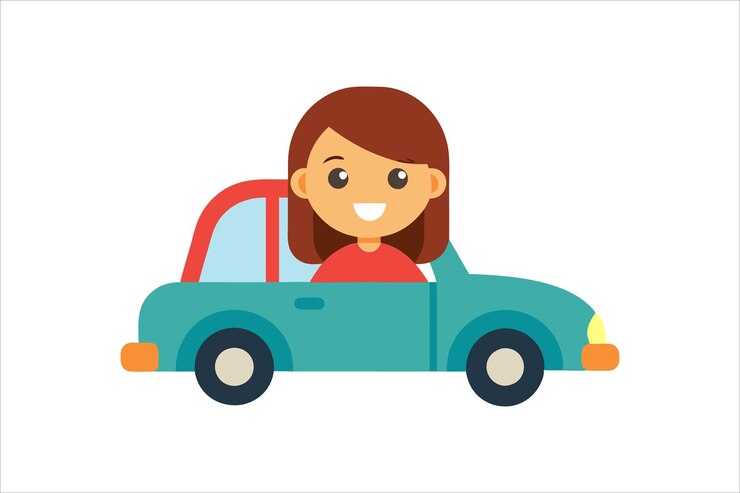Vetor ilustração de uma menina dirigindo um carro ilustração de arte vetorial