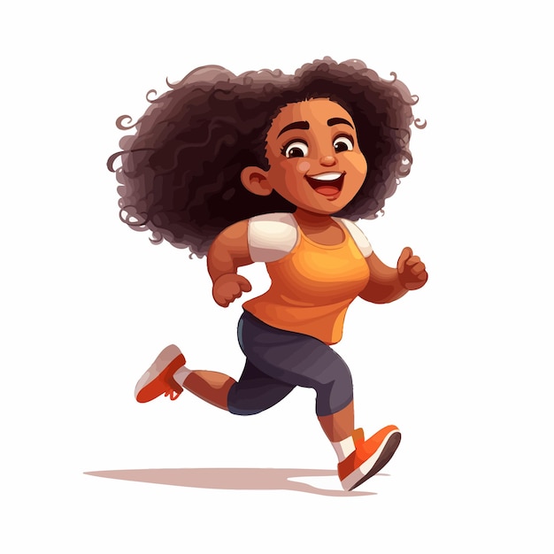 Vetor ilustração de uma mulher com excesso de peso a correr