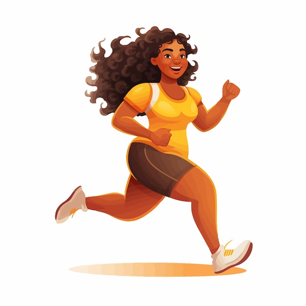 Ilustração de uma mulher com excesso de peso a correr