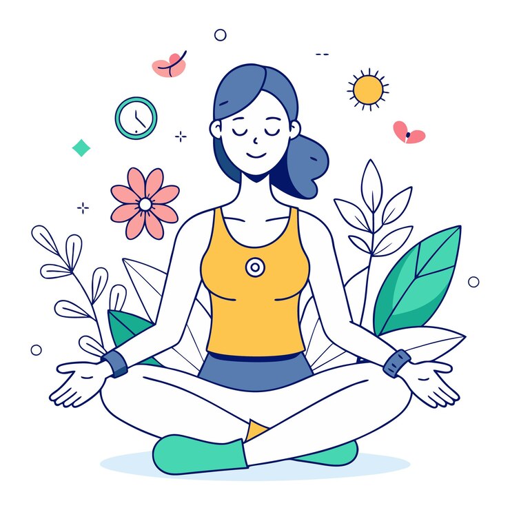 Vetor ilustração de uma mulher em postura de medicação