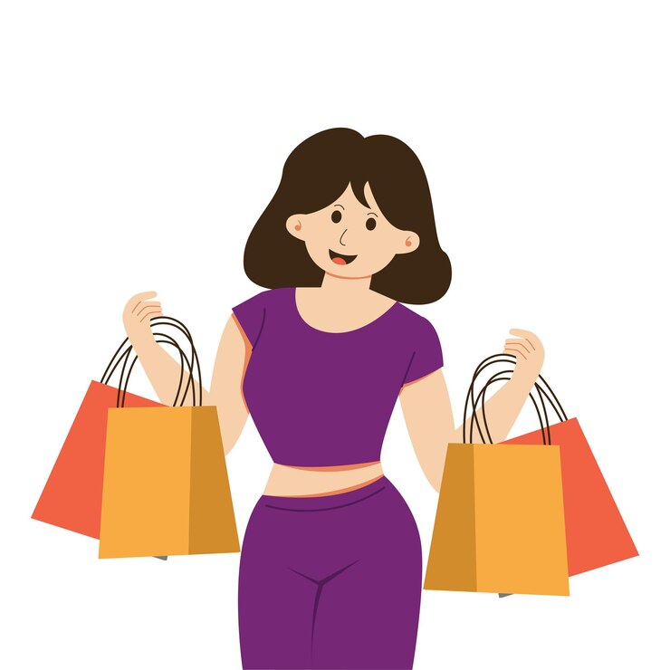 Vetor ilustração de uma mulher fazendo compras