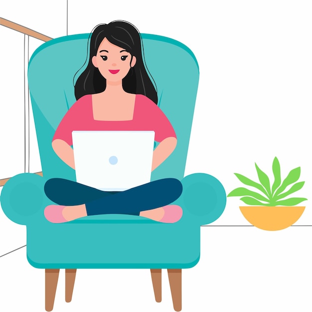 ilustração de uma mulher usando um laptop