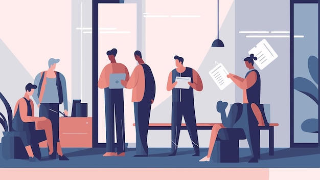 ilustração de uma reunião de pessoas no trabalho de escritório