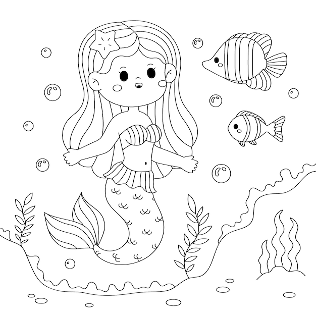 Ilustração de uma sereia desenhada à mão