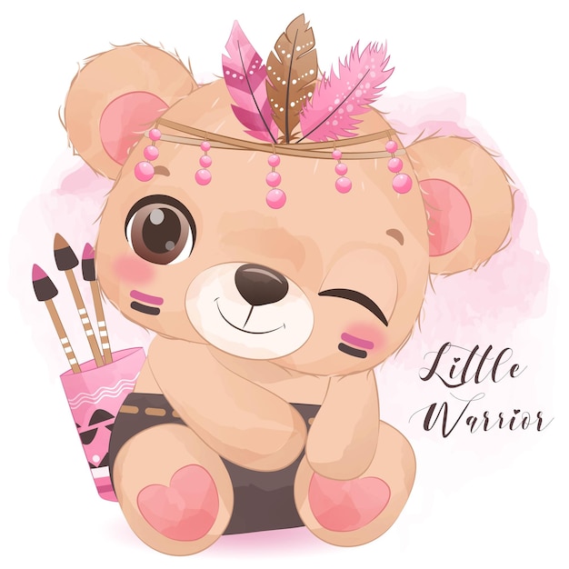 Vetor ilustração de urso bebê série tribal