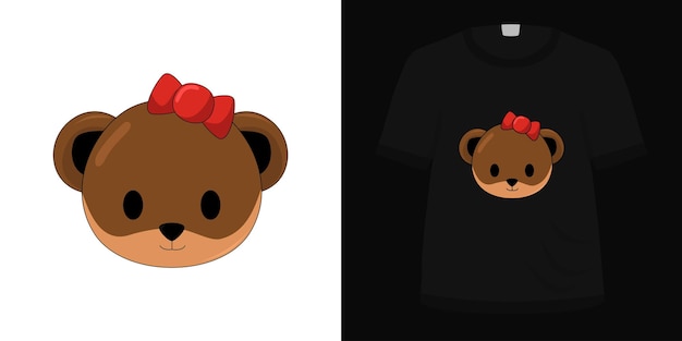 Ilustração de urso de cabeça para design de camiseta