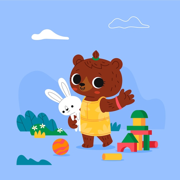 Ilustração de urso fêmea desenhada de mão
