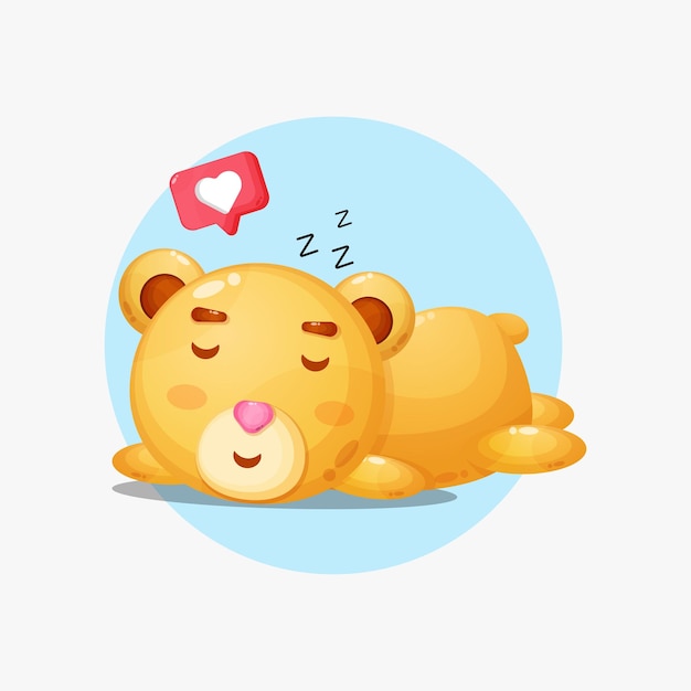 Ilustração de urso fofo dormindo pacificamente