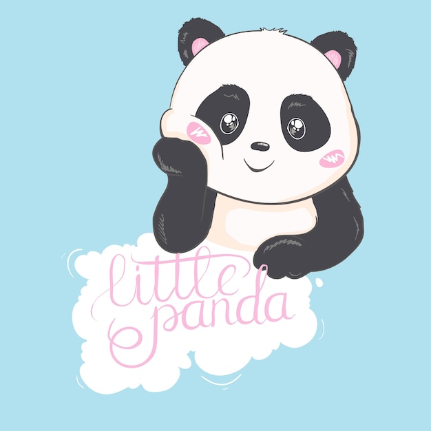 Ilustração de urso panda bonito. vetor animal. panda com flores.