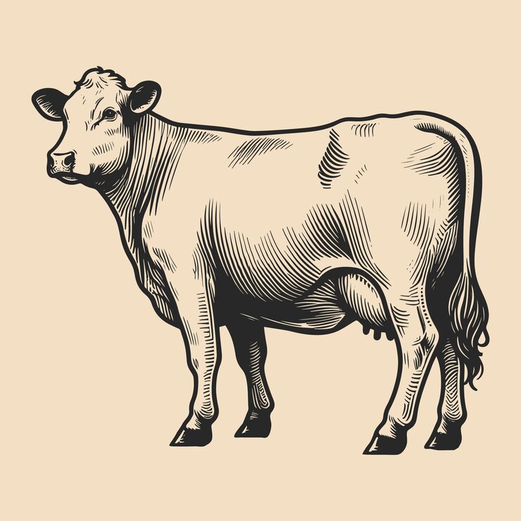 Ilustração de vaca vintage