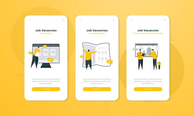Ilustração de vagas de emprego no conceito de interface de tela a bordo