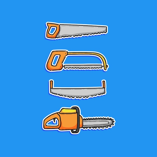 Ilustração de várias serras sobre um fundo azul