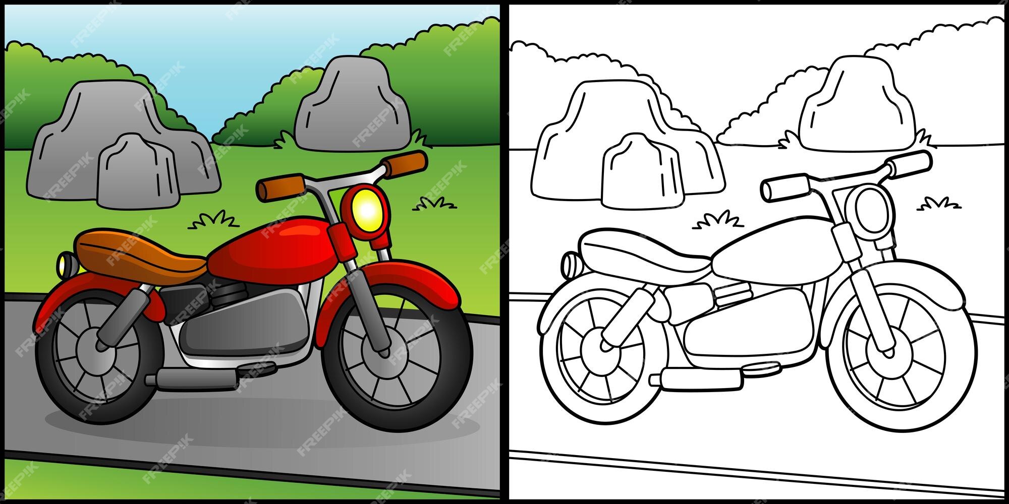 desenho de moto com carro de rosto para colorir 10002739 Vetor no Vecteezy