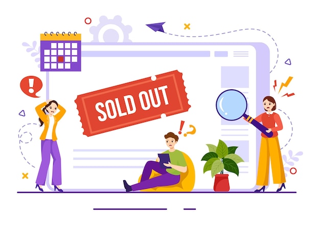 Ilustração de venda com mensagem de compra ou oferta especial que indica que o produto está vendido