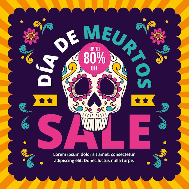 Vetor ilustração de venda de dia de muertos desenhada à mão