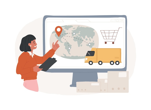 Ilustração de vetor de conceito isolado de informações de envio Menu do site do varejista on-line detalhes de entrega internacional informações do cliente experiência do usuário conceito de vetor de custo de envio