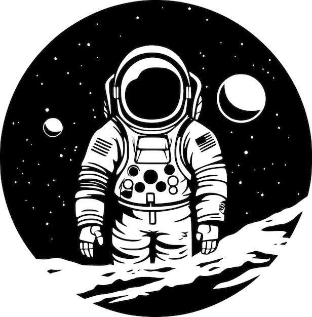 Vetor ilustração de vetor de ícone isolado de astronauta preto e branco