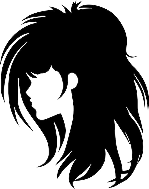 Vetor ilustração de vetor de ícone isolado de cabelo preto e branco