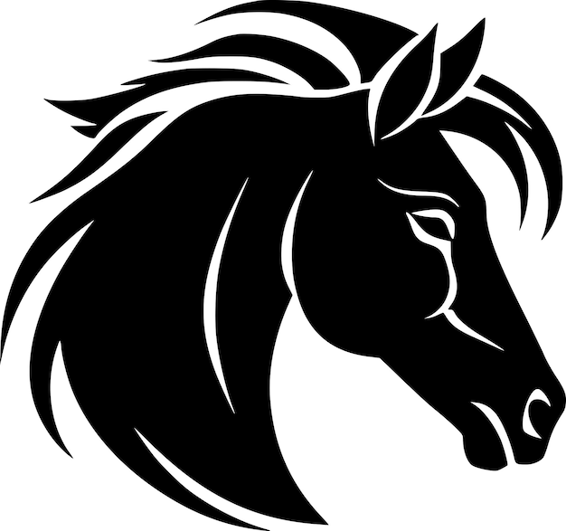 Vetor ilustração de vetor de ícone isolado de cavalo preto e branco