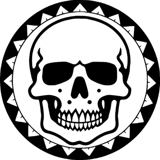 Vetor ilustração de vetor de ícone isolado de crânio preto e branco