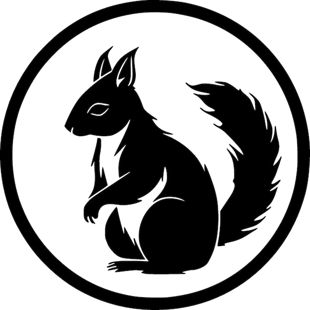Ilustração de vetor de ícone isolado de esquilo preto e branco