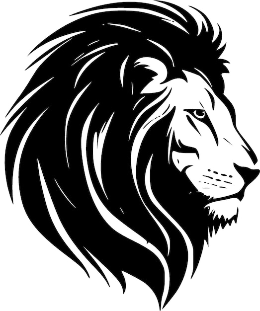 Ilustração de vetor de ícone isolado de leão preto e branco