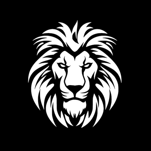 Ilustração de vetor de ícone isolado de leão preto e branco