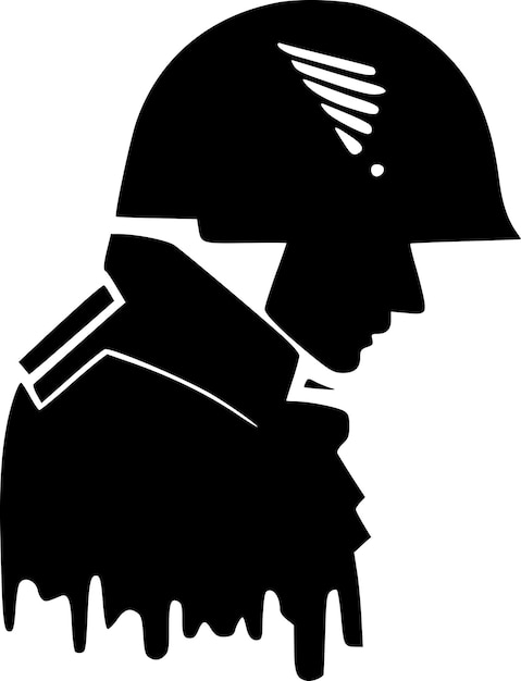 Vetor ilustração de vetor de ícone isolado de soldado preto e branco