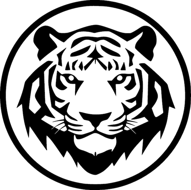 Vetor ilustração de vetor de ícone isolado de tigre preto e branco