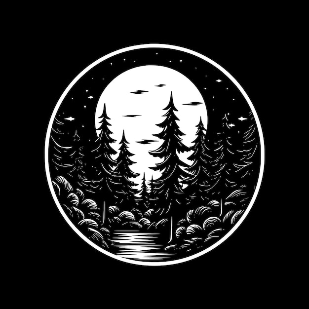 Vetor ilustração de vetor de ícone isolado em preto e branco da floresta