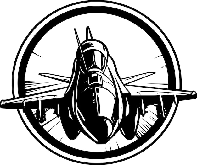 Vetor ilustração de vetor de ícone isolado jet fighter preto e branco