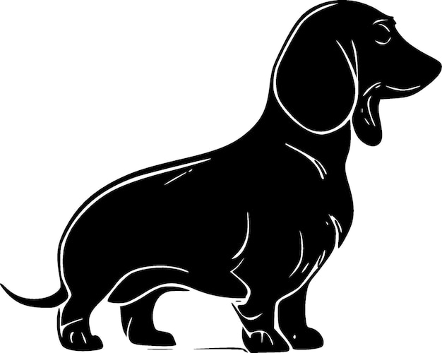 Vetor ilustração de vetor de ícone isolado preto e branco de dachshund