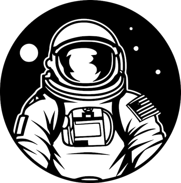 Vetor ilustração de vetor de logotipo minimalista e plano do astronauta