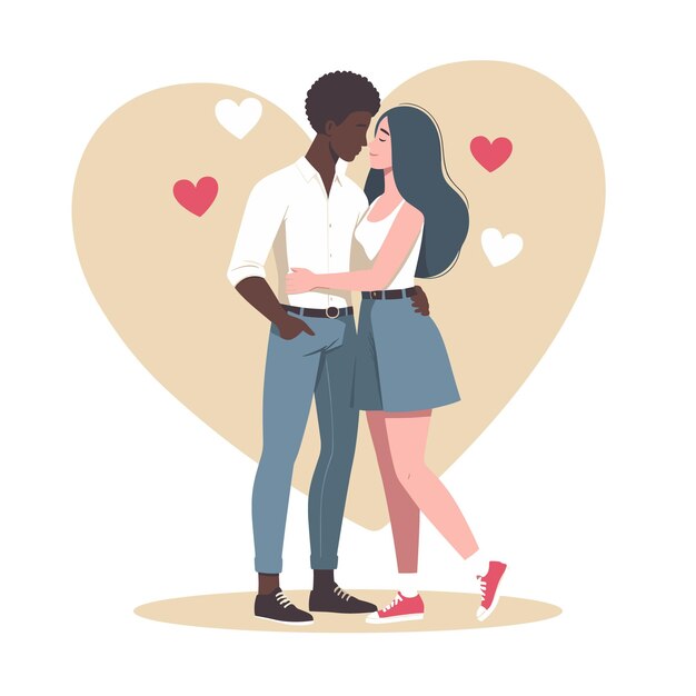 Vetor ilustração de vetor de projeto plano de casal interracial