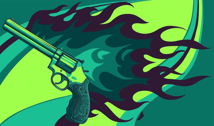 Vetor ilustração de vetor isolado do conceito de revólver vintage de seis tiros