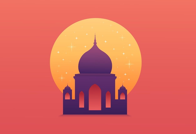 Vetor ilustração de vetor mínimo da mesquita islâmica ramadan kareem