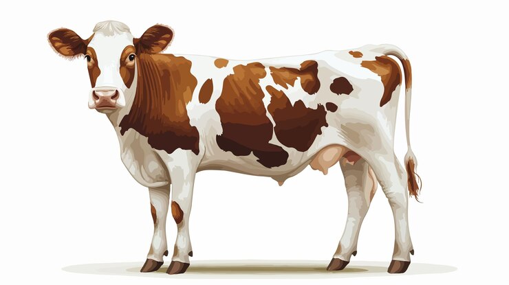 Vetor ilustração de vetor plano de mamíferos com fundo de pele de vaca e animal